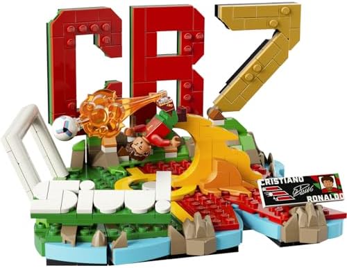 Editions Cristiano Ronaldo – Unutulmaz Futbol Anları 43012-10 Yaş ve Üzeri Çocuklar için Minifigür ve Koleksiyonluk Levha İçeren Yaratıcı Oyuncak Yapım Seti, Hediye Fikri (490 Parça)