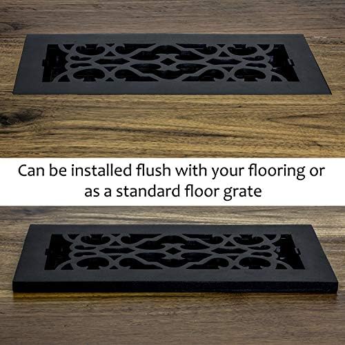 Decor Grates AC408-BLK Viktorya Dönemi Zemin Tescili, 4 x 8, Dökme Demir Siyah