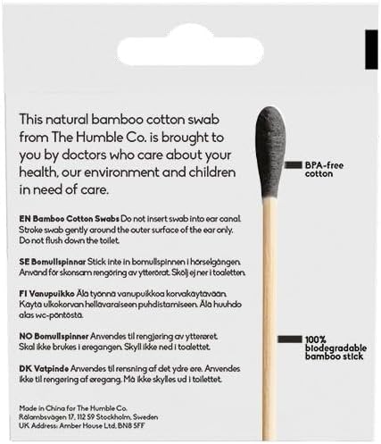 Alternative view of - Humble Brush Cotton Swabs - Black, bambu kulak çubuğu Siyah, Çevre dostu pamuklu kulak çubukları, plastik içermeyen ambalaj, doğal renkli pamuktan kulak çubukları