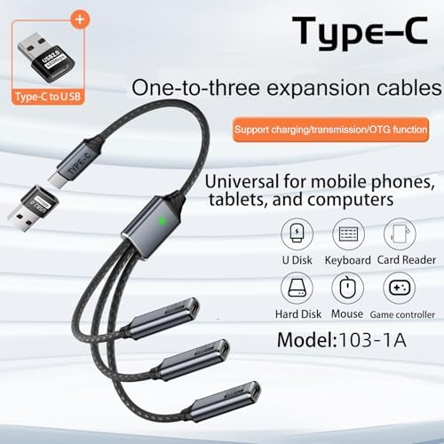 3'lü Type-C Çoklayıcı 25 Cm Hızlı Şarj ve 480 Mbps Veri Aktarımı 3CC - Görsel 3
