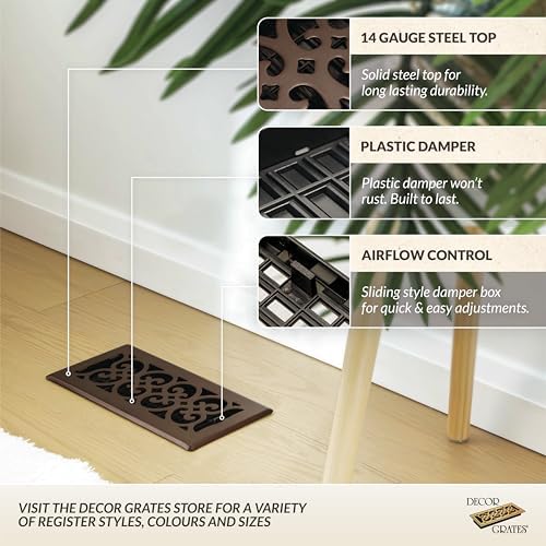 Alternative view of Decor Grates 4-inç 10 inç kaydırma Floor Register, Kahverengi, SPH410-RB
