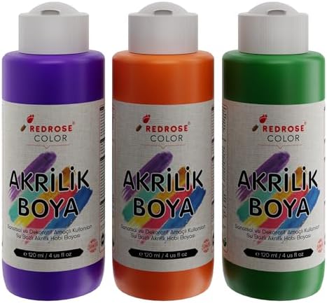 Alternative view of Yeşil, Mor, Turuncu Akrilik Boya 3'lü Set 3x120 ml