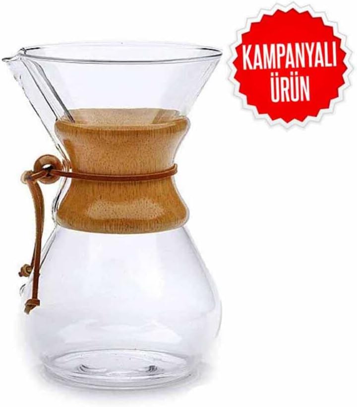 Cam Dripper Ekipmanı - Kahve Demleme Aleti - Cam Kahve Demleme - 800 ml - 6 cup