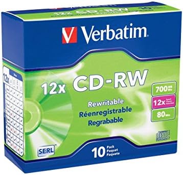 CD-RW 700MB 4X-12X Yeniden Yazılabilir Boş Medya - İnce Mücevher Kılıflarında 10 Disk, Gümüş