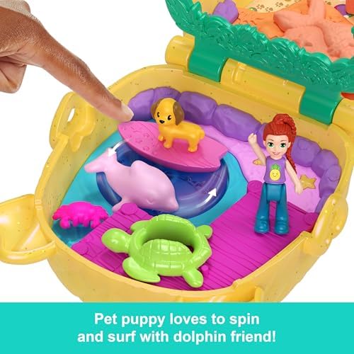 Alternative view of Polly mini bebek ve aksesuarları ile Ananas Köpekçik Plajı mini oyun seti, mikro bebek ve evcil hayvanlar dahil 8 aksesuar, JFV00