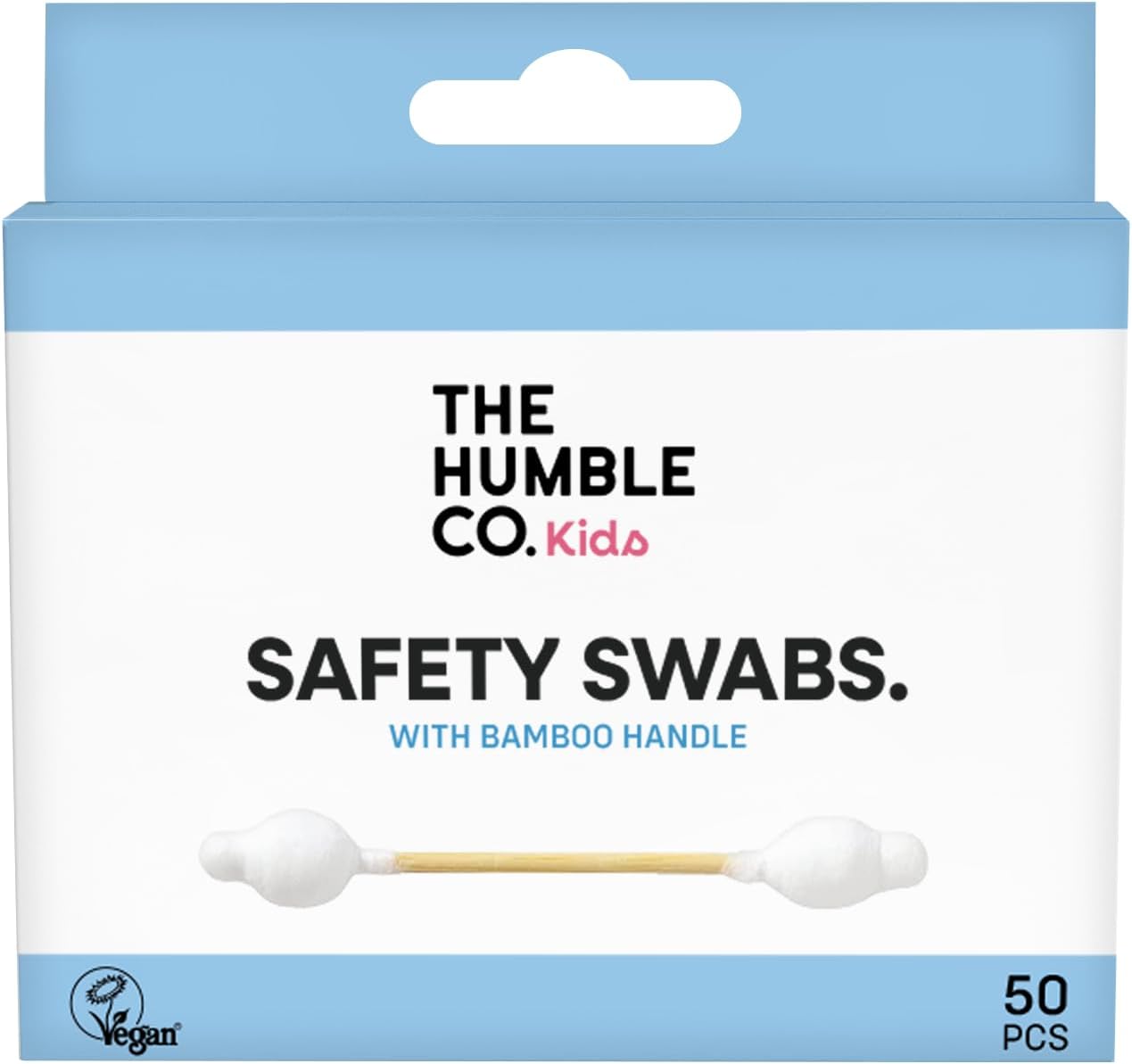 Alternative view of Cotton Swabs Kids Safety Swabs 50 Pcs Çocuklar için Emniyetli Kulak Çubuğu Beyaz, Çevre dostu pamuklu kulak çubukları, plastik içermeyen ambalaj, doğal renkli pamuktan kulak çubukları