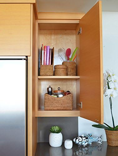 Alternative view of Kouboo La Jolla rattan Magazine file Basket, Honey/Brown _ P, Honey/Brown, 26.67 x 11.43 x 30.48 cm