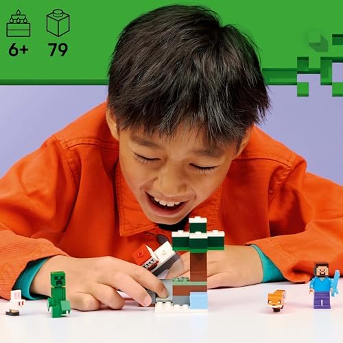 Alternative view of Steve’in Tayga Macerası 21583-6 Yaş ve Üzeri Kız ve Erkek Çocuklar için Steve Minifigürü ile Creeper ve Tilki Figürleri İçeren Yaratıcı Oyuncak Yapım Seti, Hediye Fikri (79 Parça)