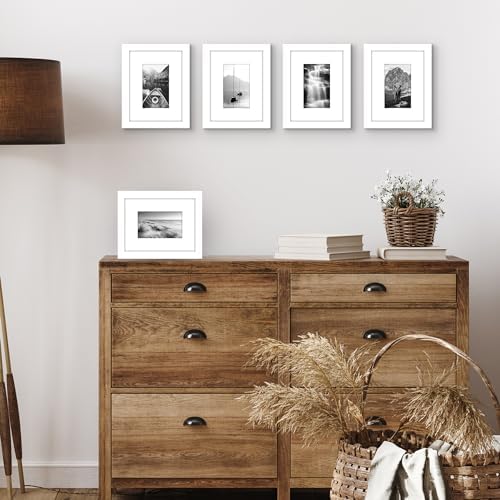15,2 x 20,3 cm büyük beyaz resim çerçevesi seti – 7,6 x 12,7 cm paspartulu resim çerçevesi veya 15,2 x 20,3 cm paspartusuz – Resim çerçevesi kolaj duvar dekorasyonu - Görsel 3