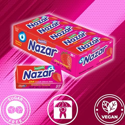 Şekersiz Çilek Aromalı Sakız Damlaları 5 x 20 Adet - Görsel 2