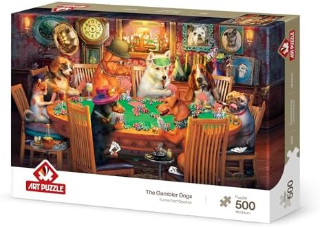 Kumarbaz Köpekler 500 Parça Puzzle - Görsel 3