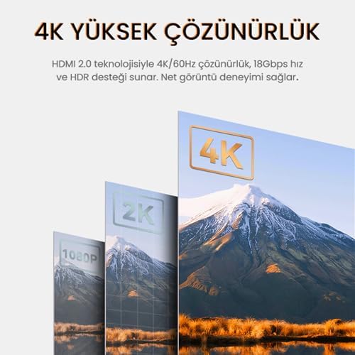 V-H107 18Gbps HDR 4K 60Hz 3D HDMI 2.0 Kablo 1.5 Metre - Görsel 2