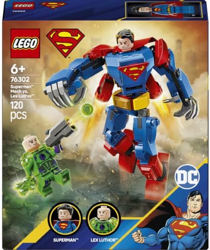 DC Superman Robotu, Lex Luthor’a Karşı 76302-6 Yaş ve Üzeri Süper Kahraman Sevenler için Yaratıcı Oyuncak Yapım Seti, Doğum Günü Hediyesi (120 Parça)