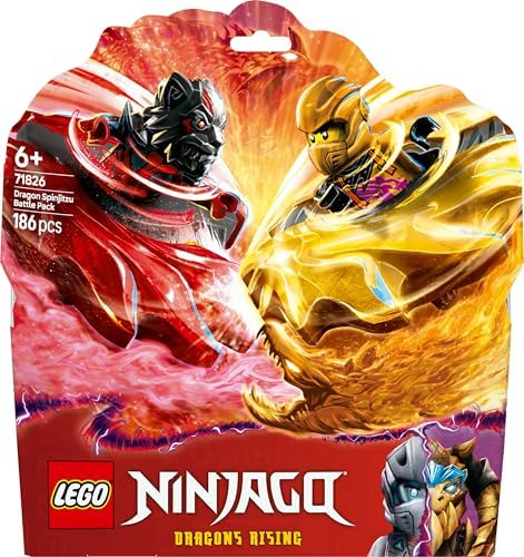 Ejderha Spinjitzu Savaş Paketi 71826-6 Yaş ve Üzeri Çocuklar için 2 Minifigürü İçeren Yaratıcı Oyuncak Yapım Seti, Doğum Günü Hediyesi (186 Parça)