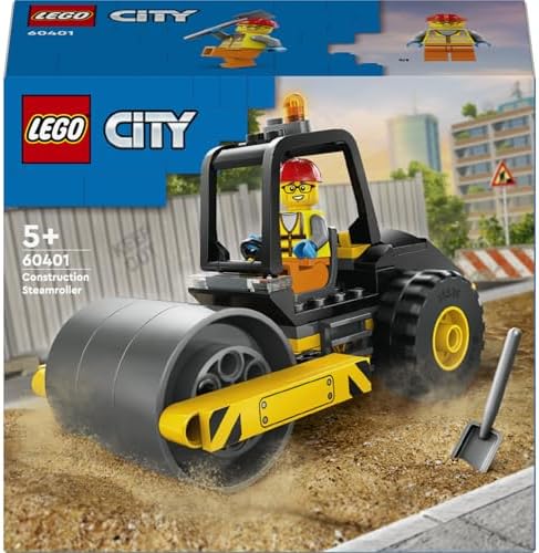 Alternative view of City Yol Silindiri 60401 – 5 Yaş ve Üzeri Kız ve Erkek Çocuklar için Doğum Günü Hediyesi Fikri, Kürekli ve Baretli İnşaat İşçisi Minifigürü İçeren Yaratıcı Oyuncak Yapım Seti (78 Parça)
