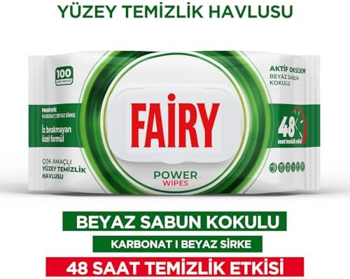 Çok Amaçlı Yüzey Temizlik Havlusu 100 Yaprak | Beyaz Sabun | Beyaz Sirke & Karbonat | 48 Saat Temizlik Etkili | İz Bırakmayan Formül