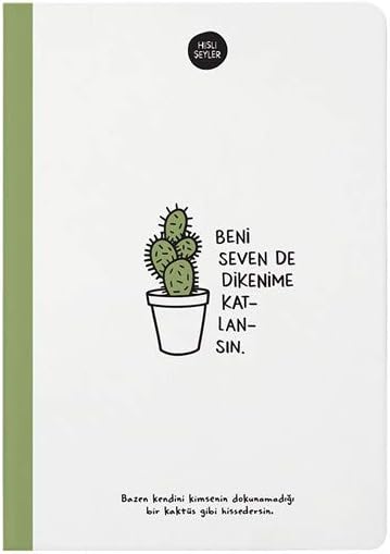 Hisli Şeyler 'Beni Seven Dikenime Katlansın' Çizgili Sert Kapak Defter, 14x20, 64 Yaprak - Görsel 2