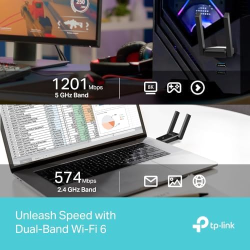 TX30U Plus WiFi 6 USB Adaptör AX1800 (1800 Mbps), Dual Band 5GHz/2.4GHz, USB 3.0, Çift Yüksek Kazançlı Anten, WPA3 Güvenlik, Windows 11/10 Uyumlu Kablosuz Adaptör - Görsel 3