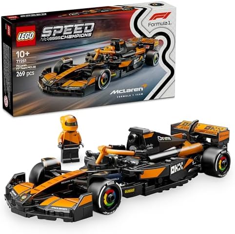 McLaren F1 MCL38 Yarış Arabası 77251 – 10 Yaş ve Üzeri Kız ve Erkek Çocukları ile Yetişkin Motorseverler için Sürücü Minifigürü İçeren Yapım ve Sergileme Seti (269 Parça)