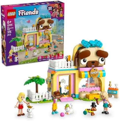 Evcil Hayvan Aksesuar Dükkanı 42650-6 Yaş ve Üzeri Erkek ve Kız Çocukları için Mini Bebek, Kedi ve Köpek Minifigürü İçeren Yaratıcı Oyuncak Yapım Seti, Doğum Günü Hediyesi (375 Parça)