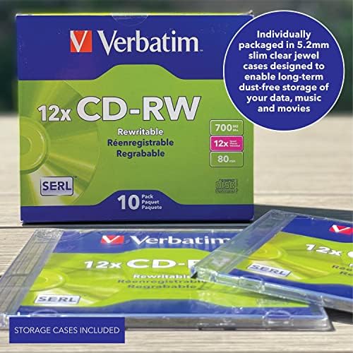 CD-RW 700MB 4X-12X Yeniden Yazılabilir Boş Medya - İnce Mücevher Kılıflarında 10 Disk, Gümüş - Görsel 3