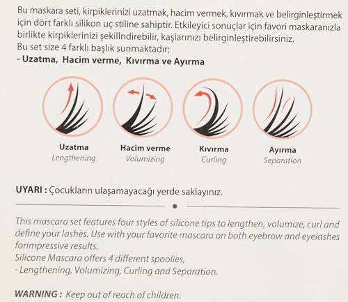 4'lü Silikon Tasarım Maskara ve Kaş Şekillendirme Fırçası
