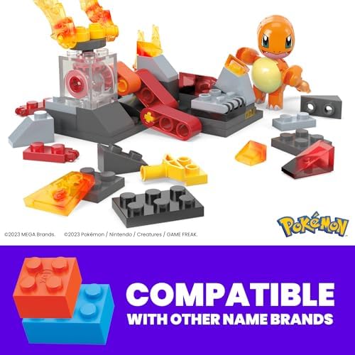 Alternative view of brands Pokemon Action Figure Yapı Oyuncakları, Charmander'ın Ateş Tipi Spin, 81 Parça, 1 Yapılabilir Karakter ve Dönüş Hareketi, Çocuklar için
