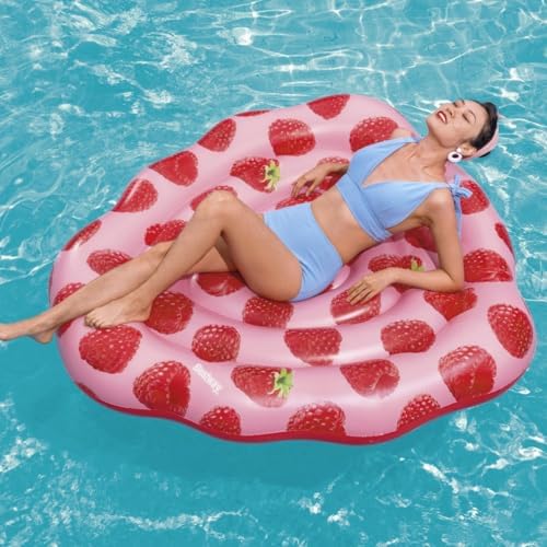 Havuz Float, Kokulu Ahududu Kokulu Yüzme Şezlongu, Çocuklar ve Yetişkinler için - Görsel 3