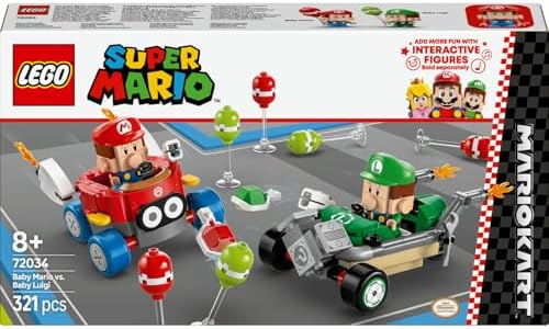 Super Mario: Mario Kart – Baby Mario ile Baby Luigi 72034, 8 Yaş ve Üzeri Erkek ve Kız Çocukları İçin Yaratıcı Oyuncak Yapım Seti, Doğum Günü Hediyesi (321 Parça) - Görsel 3