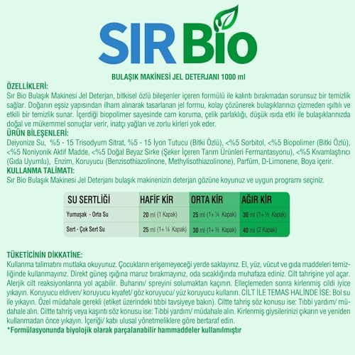 Sır Bio Bitkisel Özlü Bulaşık Makinesi Jel Deterjanı 1000 ML