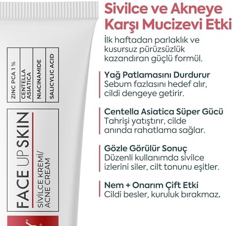 Akne Kremi Yüz İçin – Sivilce ve Akne Karşıtı Leke Kremi – Salisilik Asit & Niasinamid ile Leke Giderici – Genç ve Yetişkin Cilt Bakımı, 40 ml