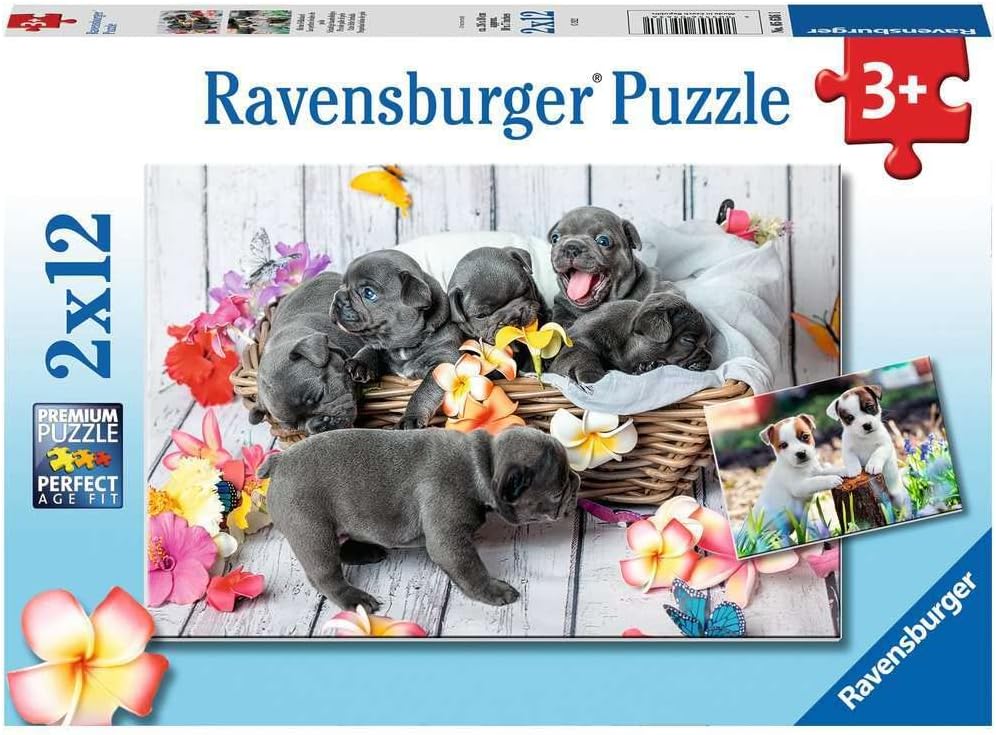 , 2x12p Puzzle Yavru Köpekler, Çocuk Puzzle
