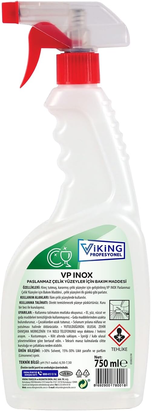 VP Inox Paslanmaz Çelik Yüzeyler İçin Bakım Maddesi 750 ml