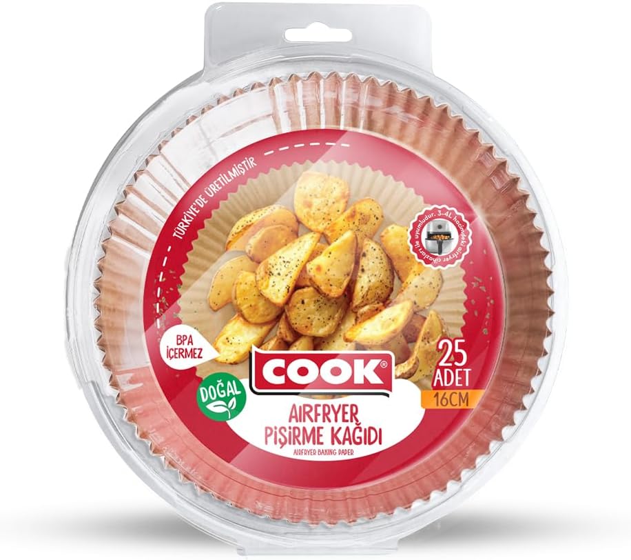 Airfryer Pişirme Kağıdı, Standart Boy, 16 cm, 25 Adet