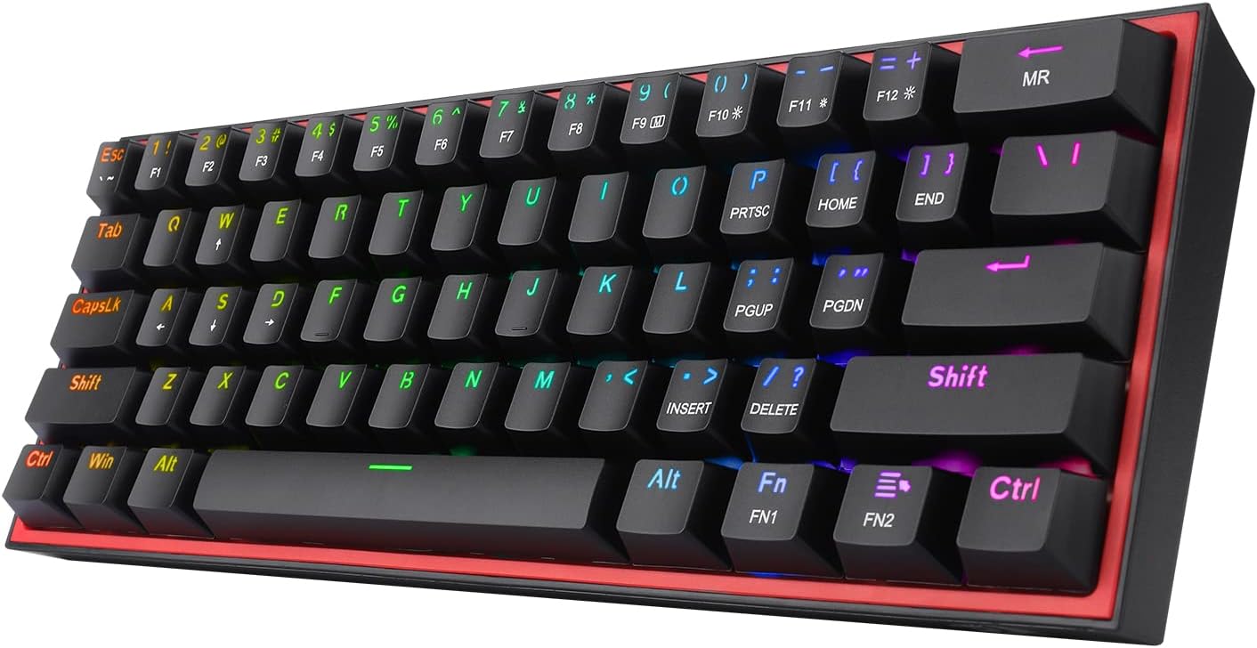 Redragon K617-RGB 16,8 Milyon RGB Aydınlatma, Red Switch Fizz%60 Q Türkçe Kablolu Mekanik Oyuncu Klavyesi Siyah