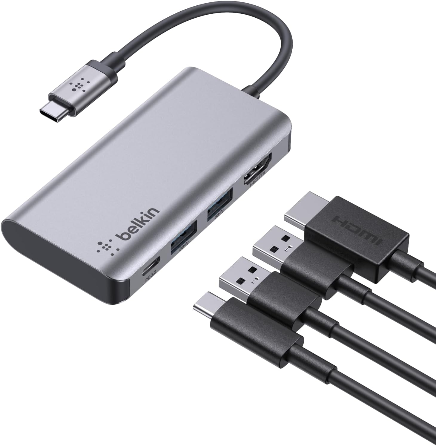 Alternative view of USB C 4'ü 1 Arada Çok Bağlantı Noktalı Adaptör (4K HDMI, USB-C 100W PD Geçişli Şarj ve Daha Fazlası için 2 x USB A Bağlantı Noktası ile)