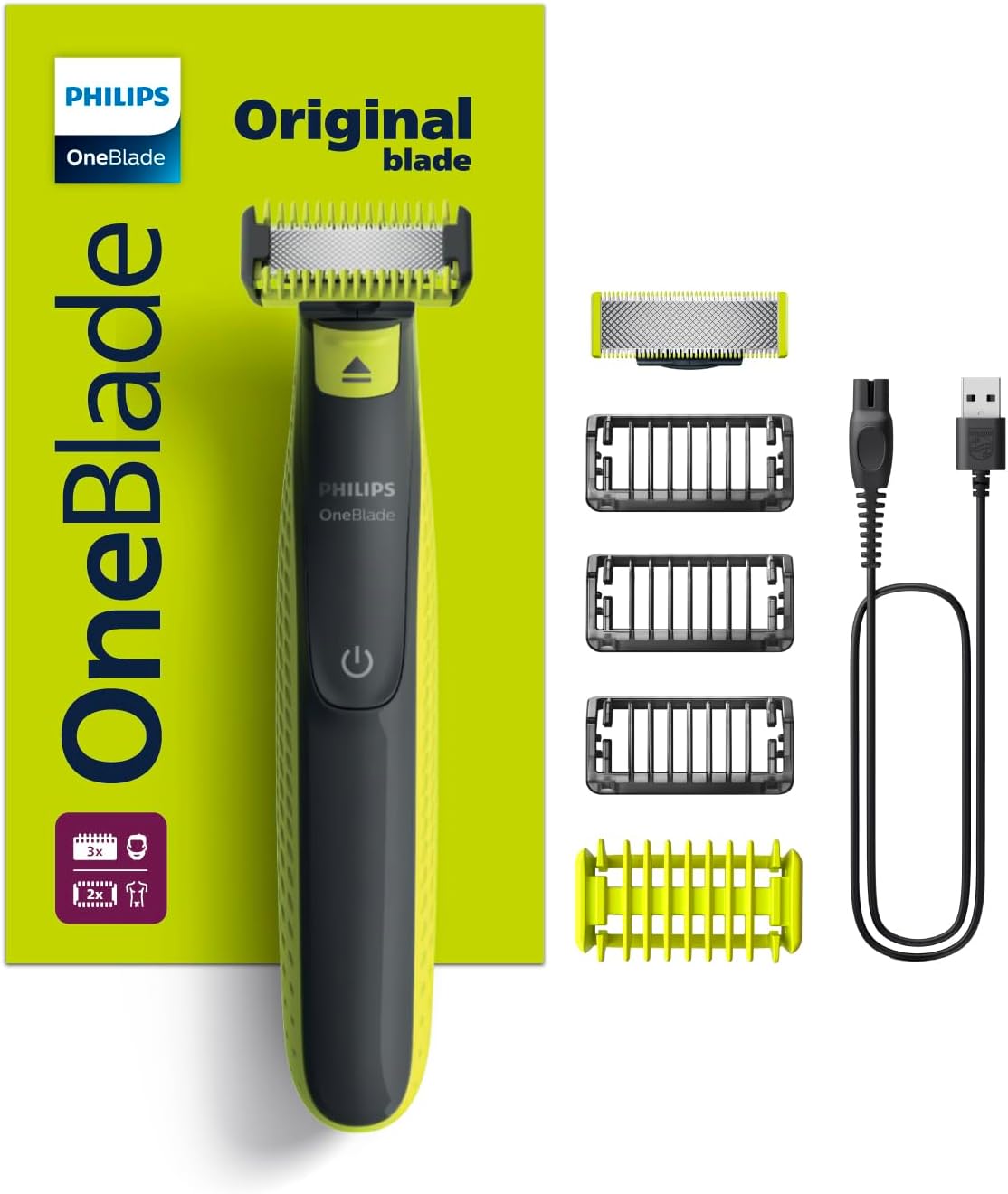 OneBlade Yüz ve Vücut için Hibrit Tıraş Makinesi,Sakal Şekillendirici, Islak/Kuru Kullanım, 3 Kirli Sakal Tarağı, 1 Yedek Bıçak, Vücut Tarağı, Cilt Koruması, Çift Taraflı Bıçak, QP2824/10 - Görsel 3