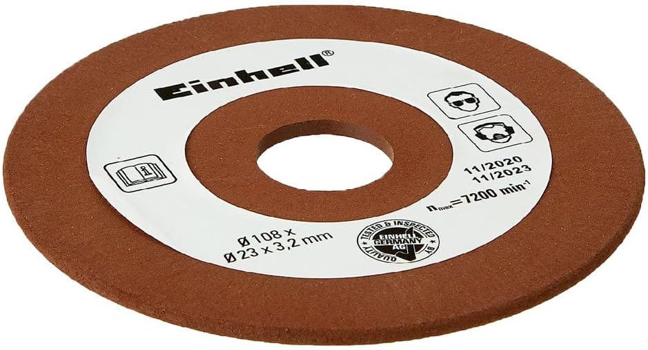 Alternative view of Orijinal  Zincir Bileme Taşı Ø 108 mm (Zincir testere bileme cihazı aksesuarı, kalınlık 3,2 mm, 23 mm mil bağlantısı, P100 grit,  zincir bileme cihazları için uygun) - 4500076
