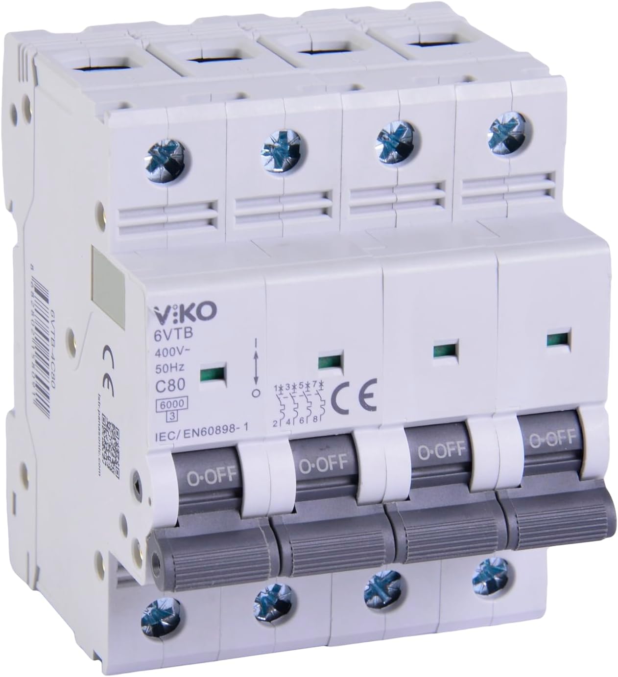 6VTB-4C80 Otomatik Sigorta 6KA C Tipi 4 Kutup 80A