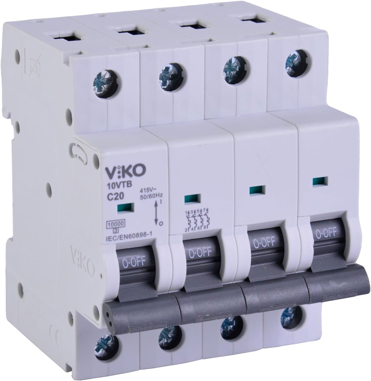 10VTB-4C20 Otomatik Sigorta 10kA C Tipi 4 Kutup 20A