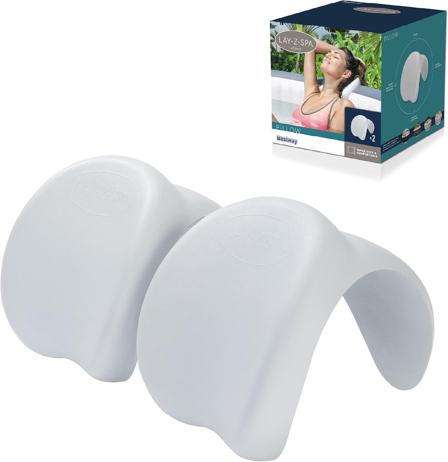 LAY-Z-SPA boyun yastığı seti 25 x 19,5 x 17,5 cm | Şişirilebilir Jakuziler, Baş ve Boyun Destek Aksesuarları için Yastıklı Spa Kafalıkları