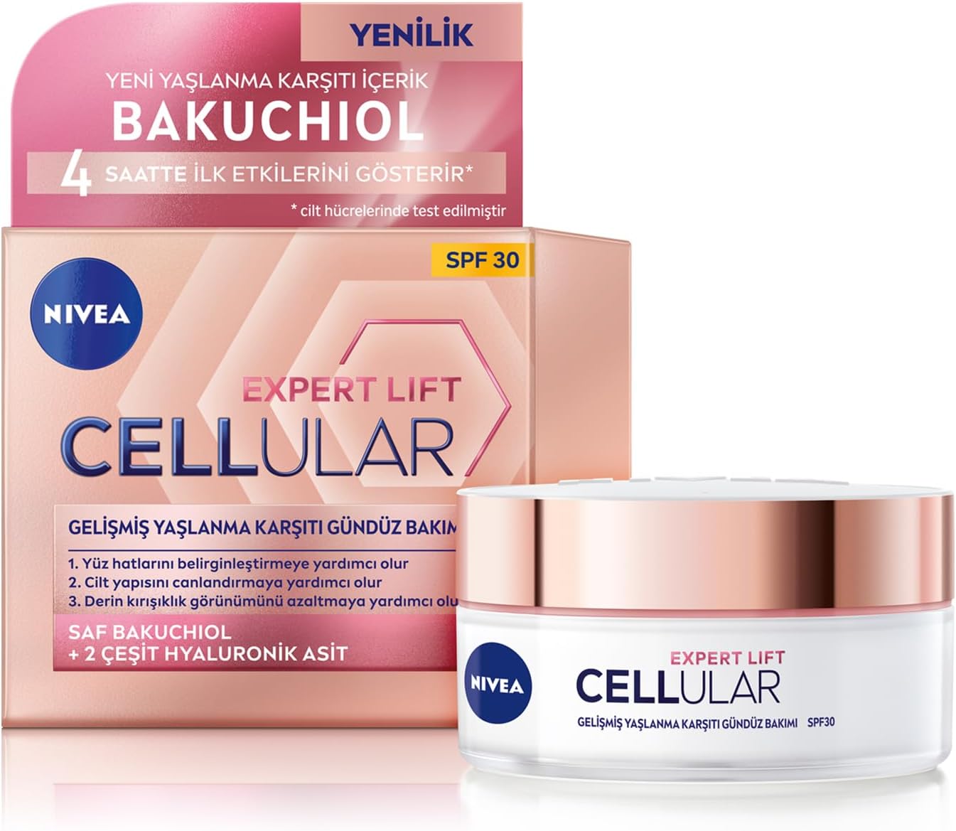 Cellular Expert Lift Doğal Retinol Alternatifi Saf Bakuchiol ve Hyaluronik Asit içeren Kırışıklık Karşıtı ve Nemlendirici Gündüz Kremi 50 ml - Görsel 3