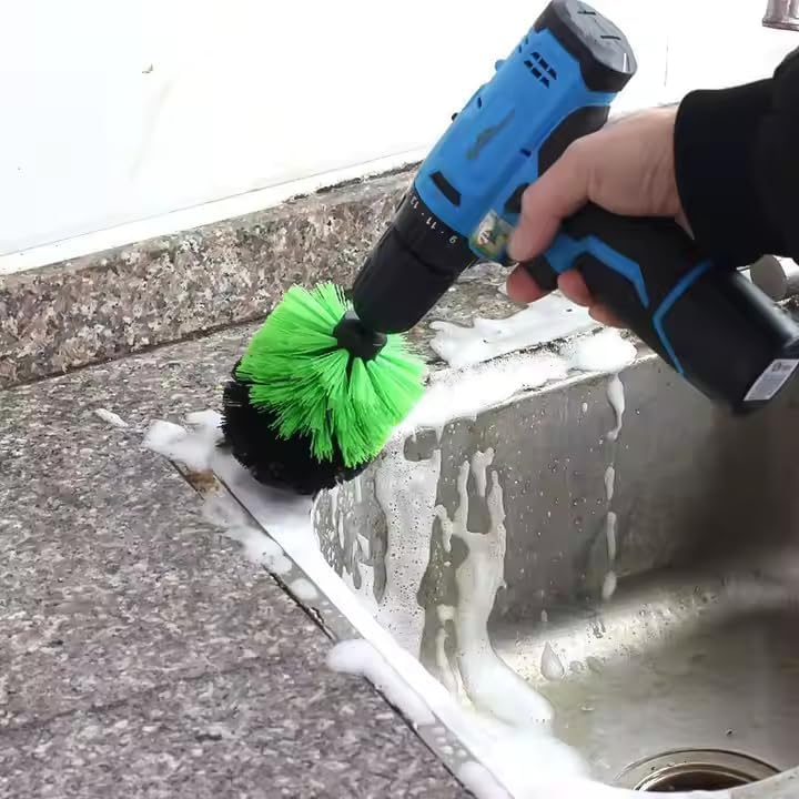 3lü Matkap Ucu Banyo Küvet Duşakabin Araba Tekerliği Koltuk Yıkama Temizleme Fırçası Seti, Asorti - Görsel 2