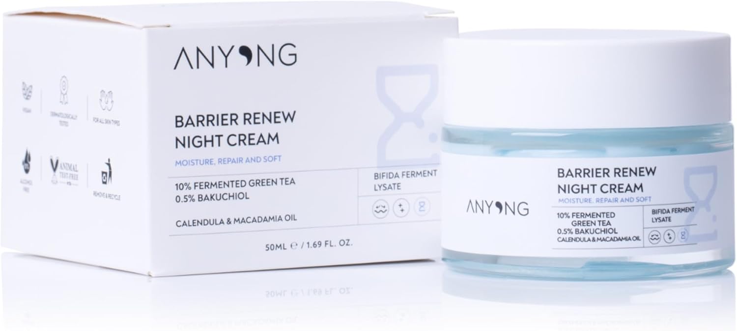 Anyong Bariyer Onarıcı, Yenileyici ve Yaşlanma Karşıtı Krem 50 ml (Yeşil Çay & Bakuchiol & Bifida)