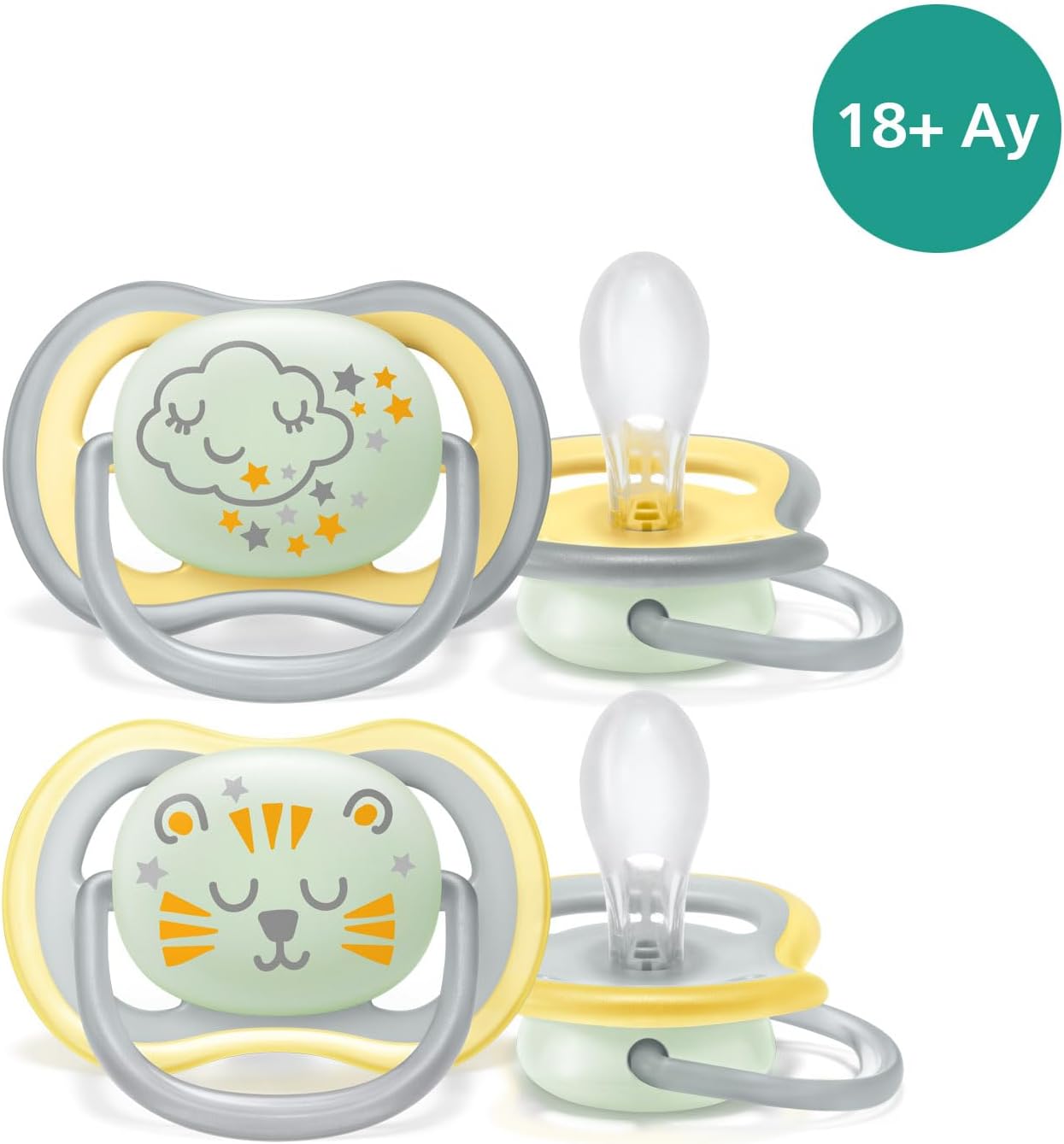 Alternative view of Ultra Air Gece Emzik, 18 Ay+, 2’li Paket, Karanlıkta Parlayan, Ortodontik Silikon, Geniş Hava Delikli, Mikrodalga Sterilize Edilebilir, BPA İçermez, SCF376/01
