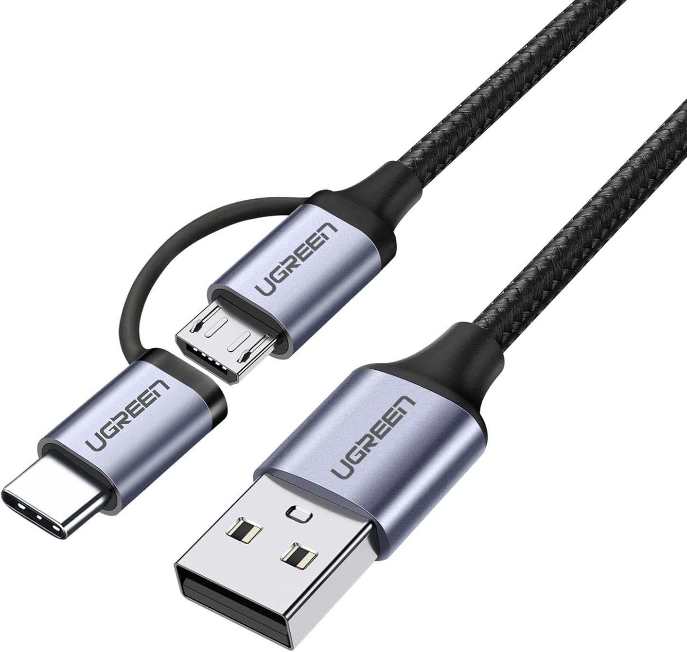 Alternative view of 2'si 1 Arada Örgülü Type-C Micro USB Şarj ve Data Kablosu 1 Metre