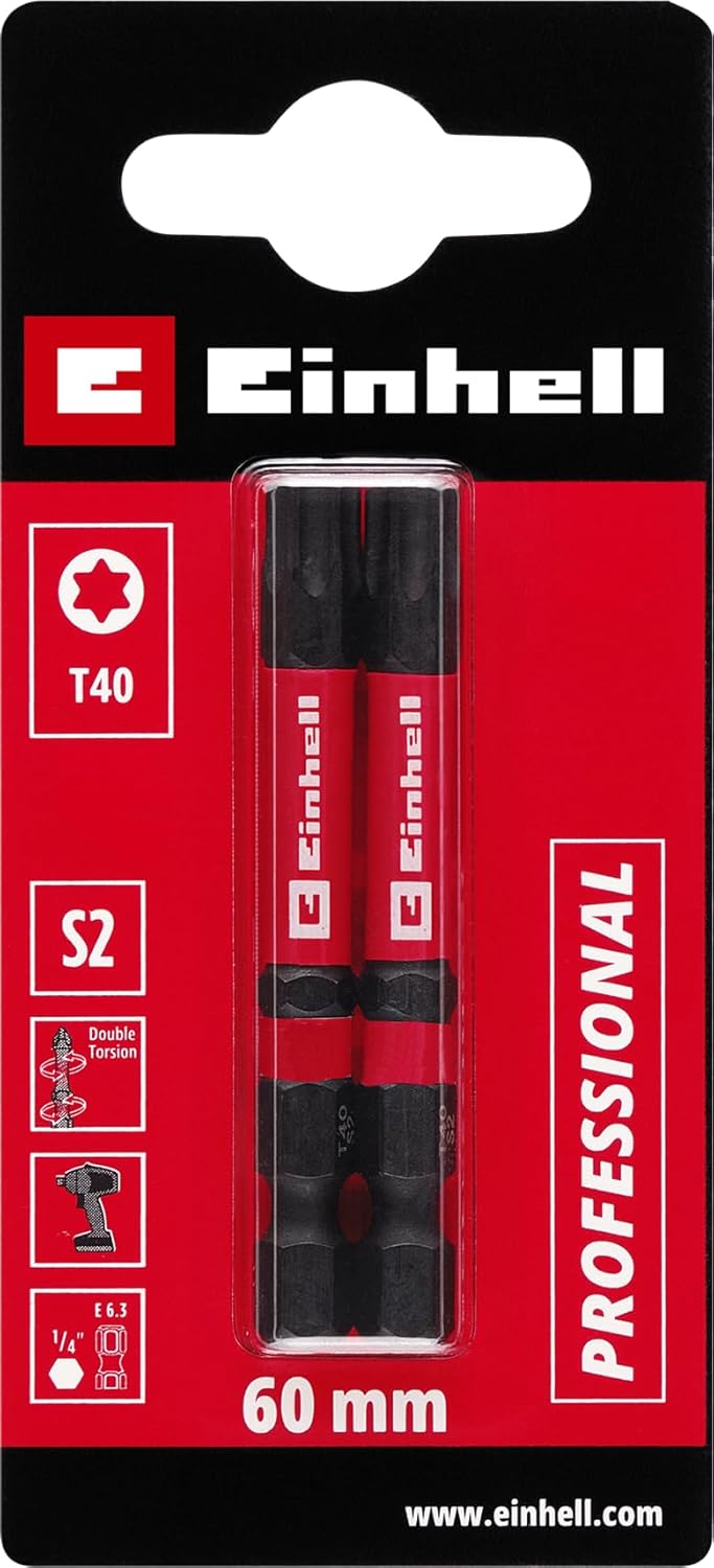 Orijinal Darbeli Bit Seti – 2 Parça, 60 mm, T40 (S2 Çelik, Çift Torsiyon Bölgesi, Yüksek Dayanıklılık, Kırmızı Renk Halkası, E 6.3 Sap) - 49132200 - Görsel 3