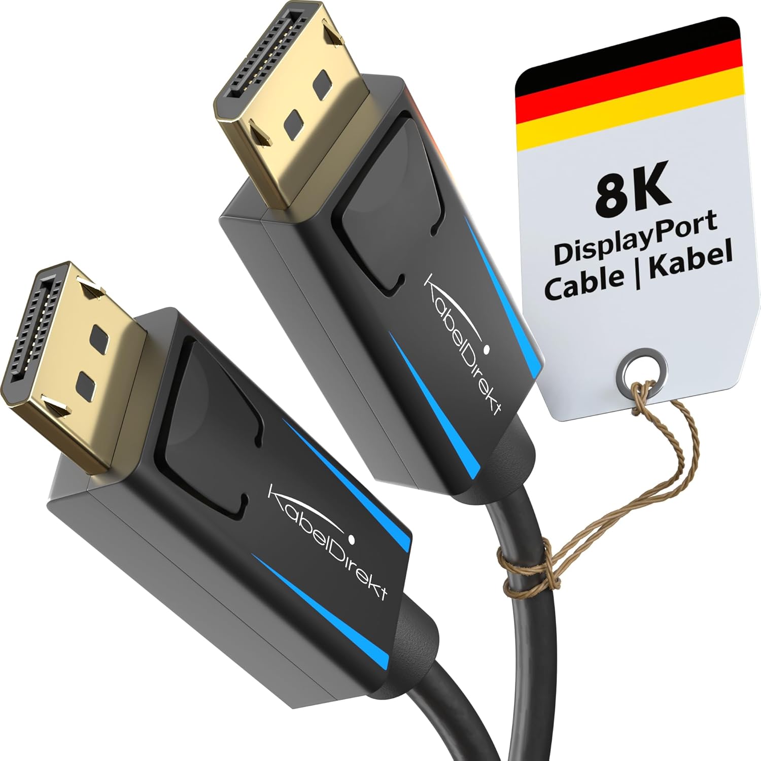 Alternative view of - 8K / 60Hz DisplayPort Kablosu 1.4 - 2 m - Oyun bilgisayarları/dizüstü bilgisayarları, 4K / 8K oyun monitörleri ve ultra hızlı 144Hz / 165Hz / 240Hz için boşluksuz korumalı DP kablosu