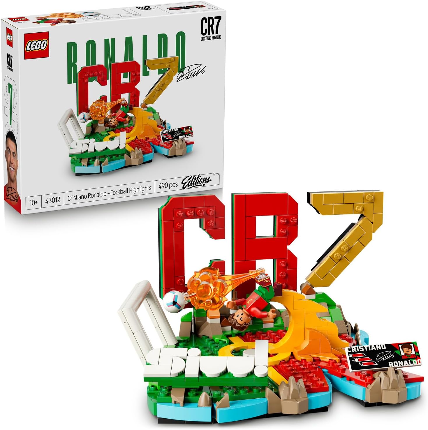Alternative view of Editions Cristiano Ronaldo – Unutulmaz Futbol Anları 43012-10 Yaş ve Üzeri Çocuklar için Minifigür ve Koleksiyonluk Levha İçeren Yaratıcı Oyuncak Yapım Seti, Hediye Fikri (490 Parça)