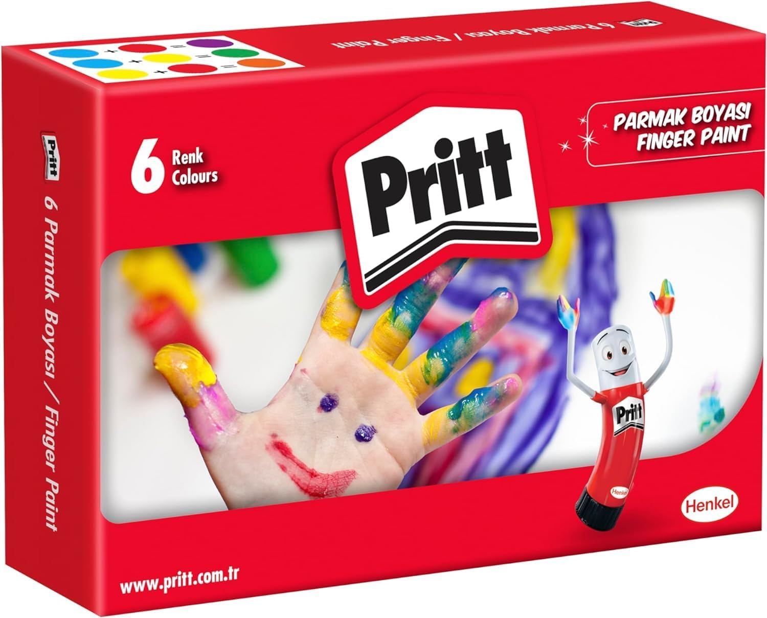 Alternative view of Parmak Boyaları, Su Bazlı Çocuk Boyası, Kolayca Silinebilir Sağlıklı Parmak Boyası, Zararsız Kırtasiye Malzemesi, Yaratıcı Oyun Boyası, 6 Renkli Kutu (6x30ml)